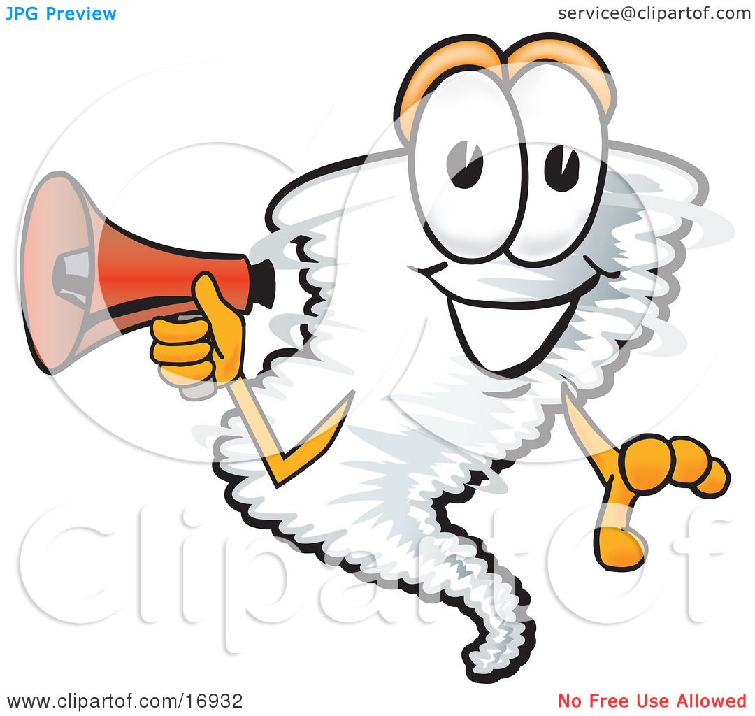 Fun Tornado Mascot with Megaphone - Clipart Illustration