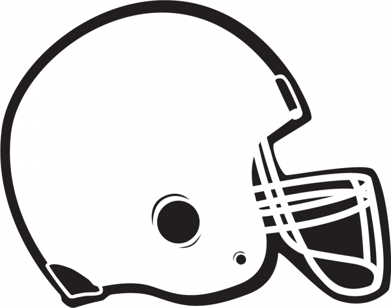 White American football helmet with faceguard, side view silhouette on black background.