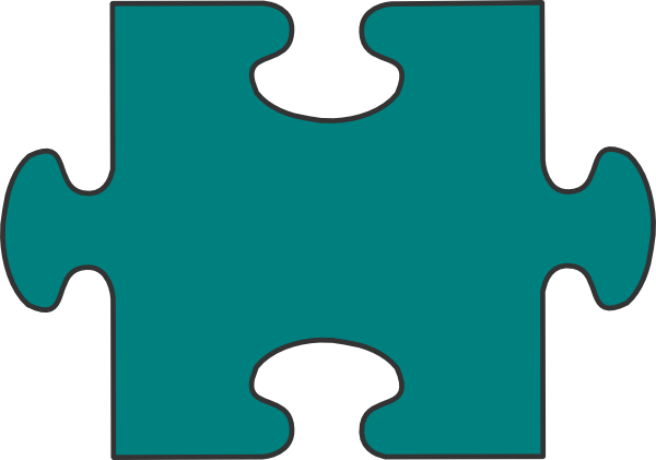 A single teal jigsaw puzzle piece with black outline, isolated on white background.
