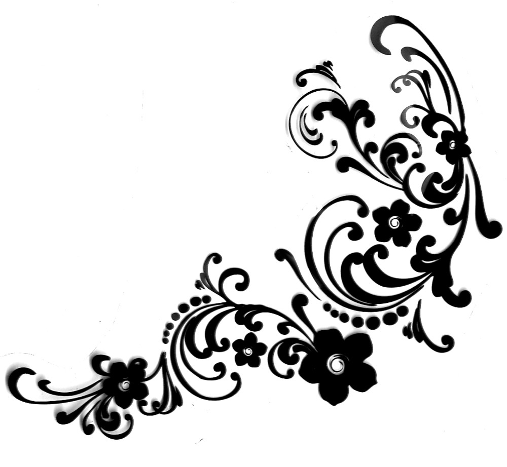 Elegant Black Floral Corner Ornament - Free Decorative Vector Clipart
