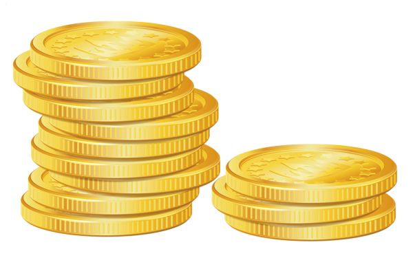Two stacks of shiny gold coins-one tall, one short-symbolizing savings, wealth, or financial growth.
