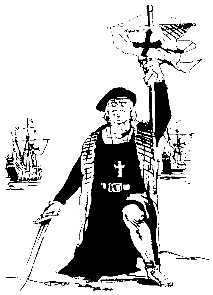 Christopher Columbus Landing in the New World - Historical Illustration