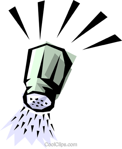 A stylized cartoon salt shaker with dramatic black spikes radiating outward, suggesting sudden seasoning or flavor explosion.