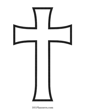 Simple black outline of a Latin cross on white background, suitable for religious or educational use.