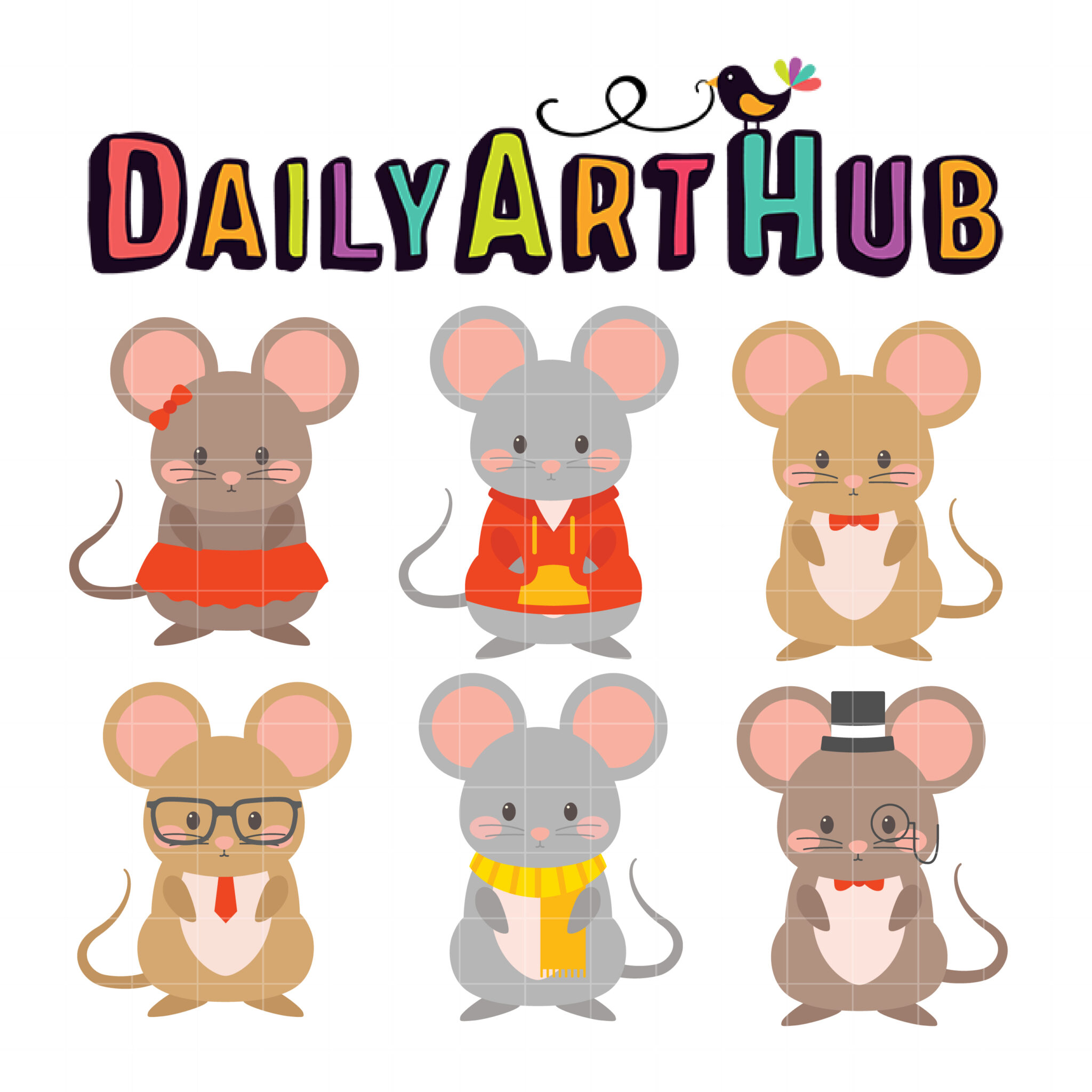 Cute Cartoon Mouse Clipart Collection | Daily Art Hub