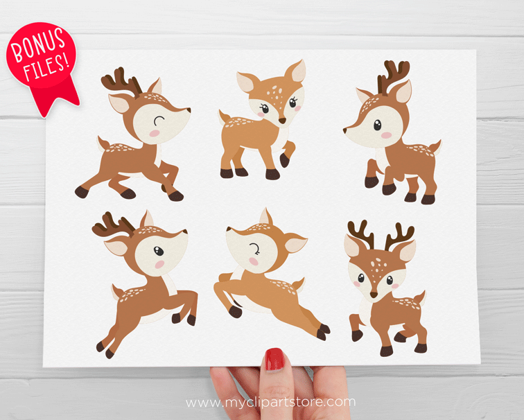 Adorable Fawn Clipart Set - Bonus Files Included | MyClipArtStore