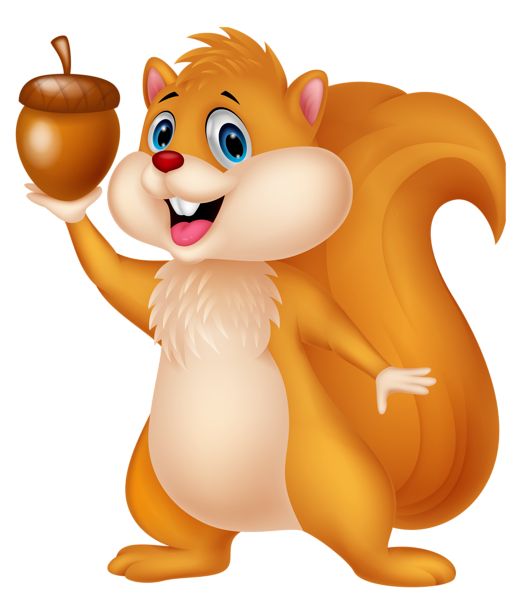 Happy Squirrel Holding Acorn - Free Cartoon Illustration