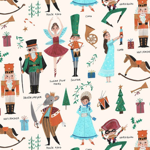 Nutcracker Ballet Illustration - Classic Holiday Characters & Decorative Pattern