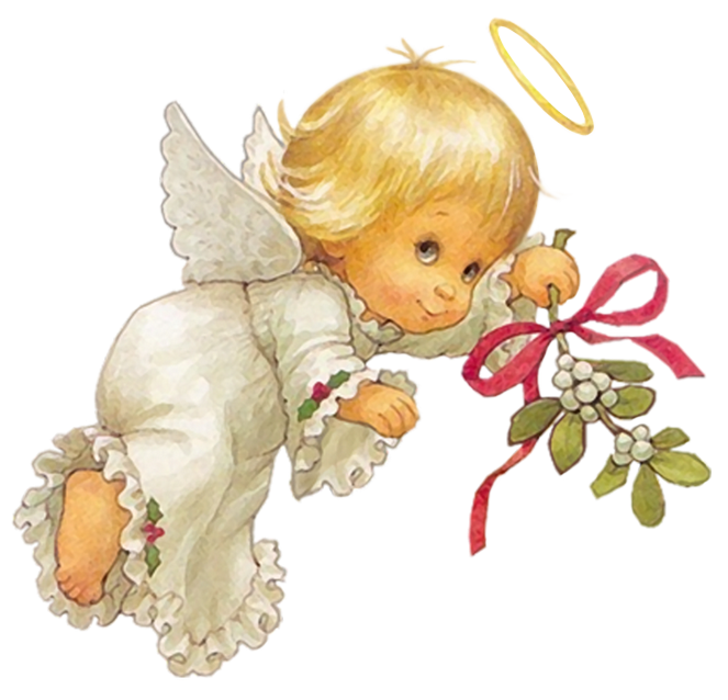 Vintage Angel with Mistletoe - Festive Holiday Illustration