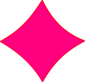 Bright pink diamond shape with thin red outline on black background, stylized geometric icon.