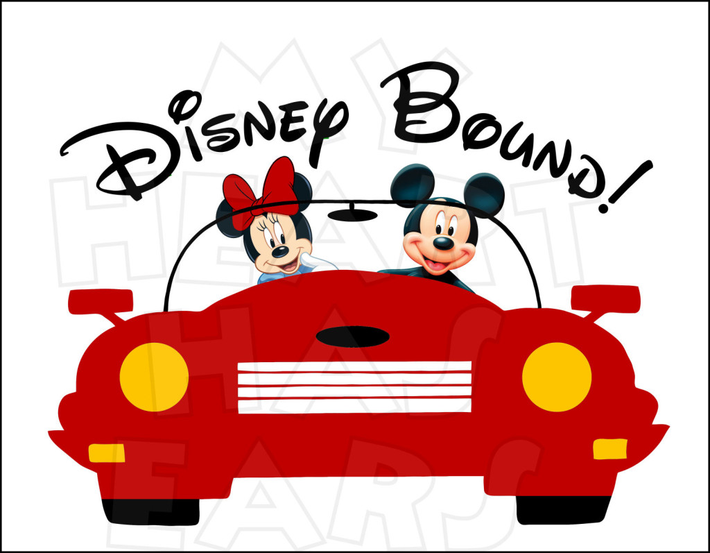 Disney Bound! Mickey and Minnie in a Red Convertible - Fun Travel Illustration