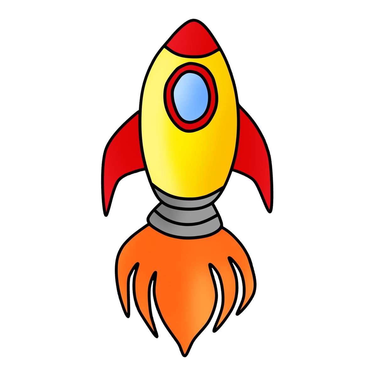 Cartoon Rocket Illustration - Fun Space-Themed Graphic for Kids & Education