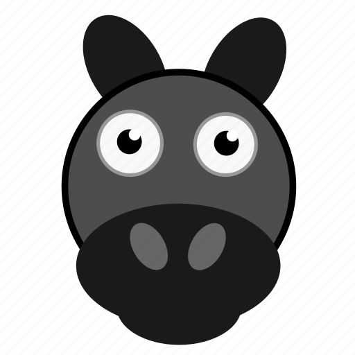 Cartoon zebra head with large expressive eyes and black-and-white striped background.