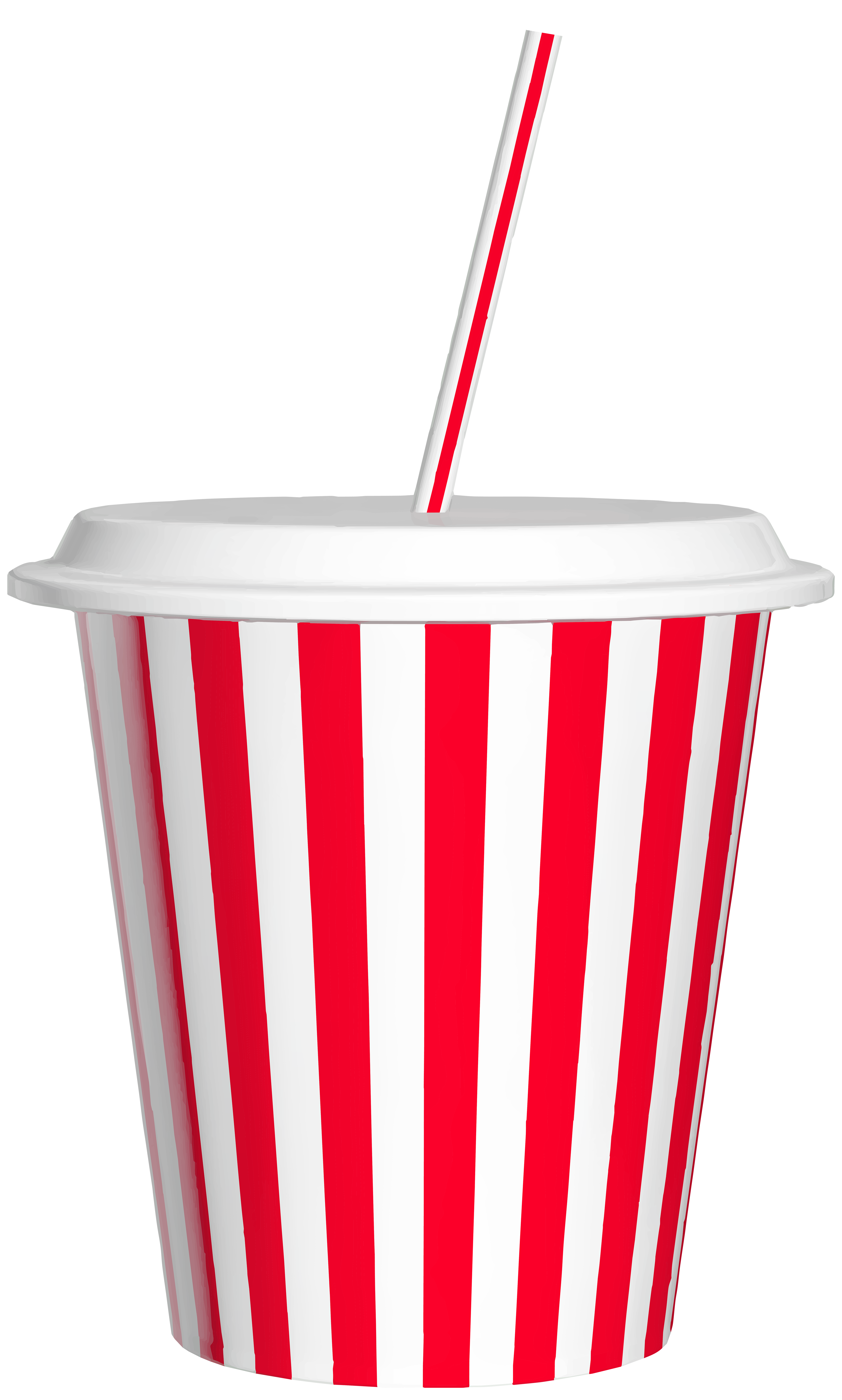 Classic Red & White Striped Popcorn Bucket with Straw - Cinema Snack Icon
