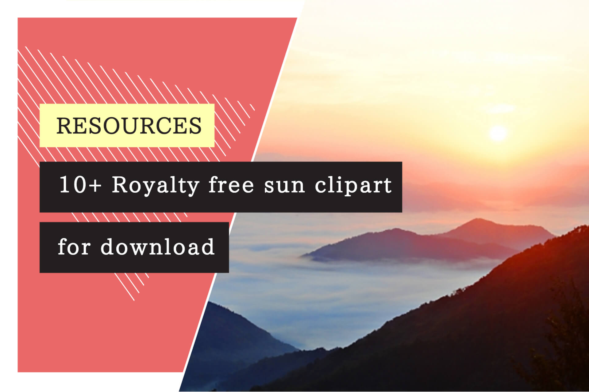 Mountain sunrise with sun clipart resources banner overlay