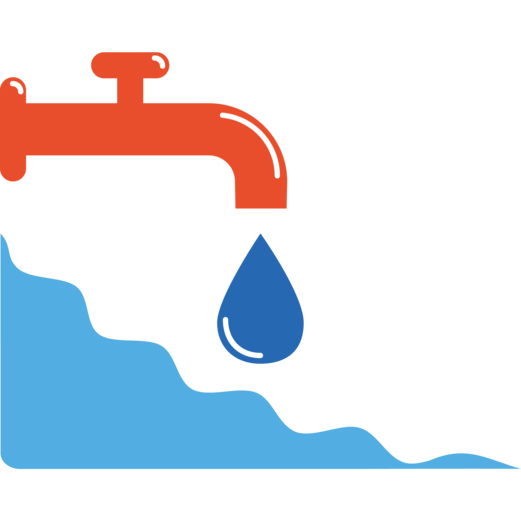 Water Conservation Icon - Faucet Dripping into Pool