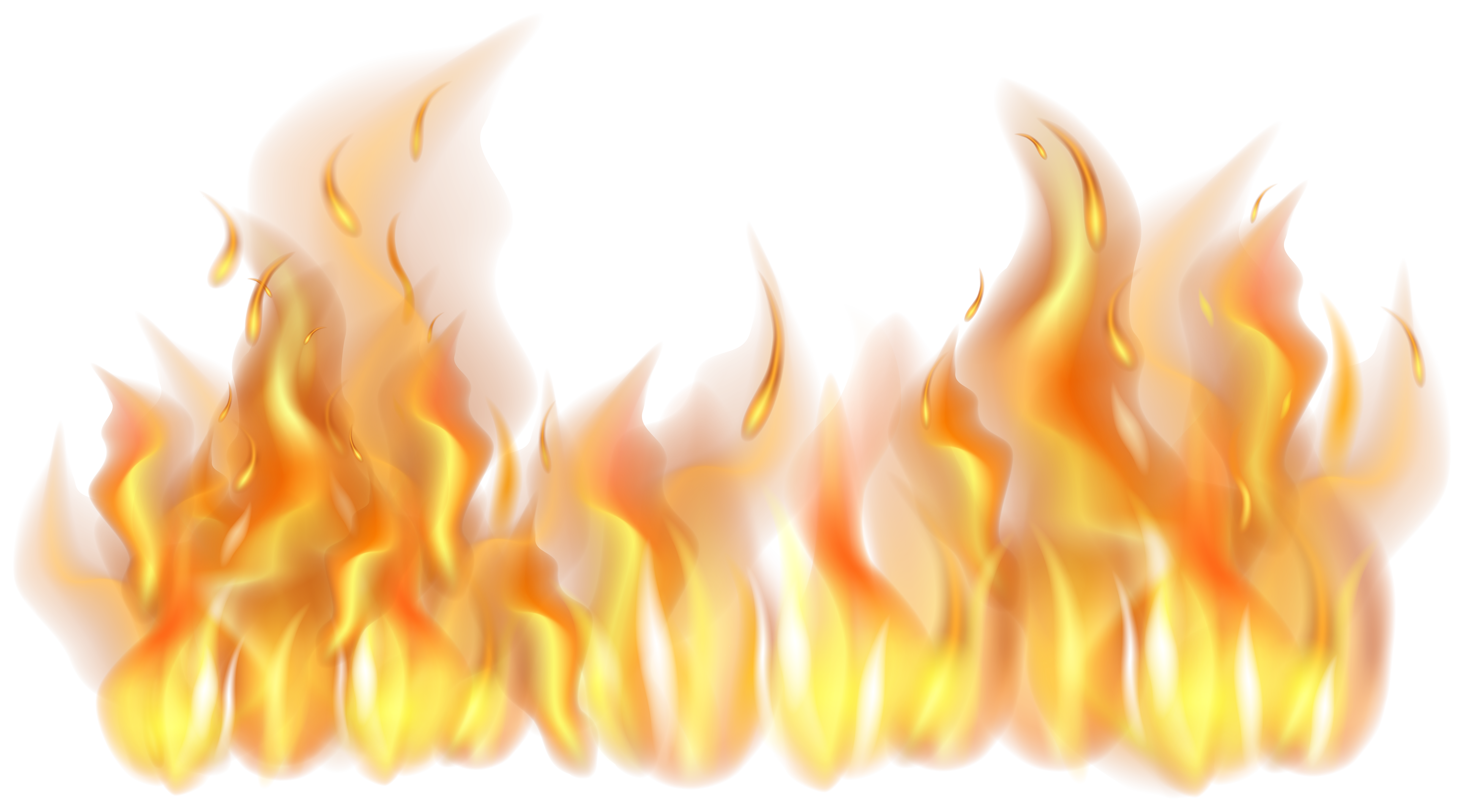 Vivid orange and yellow flames with dynamic motion, partially obscuring a black-and-white abstract shape in the center.