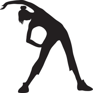 Silhouette of a woman performing a side stretch exercise, emphasizing flexibility and posture.