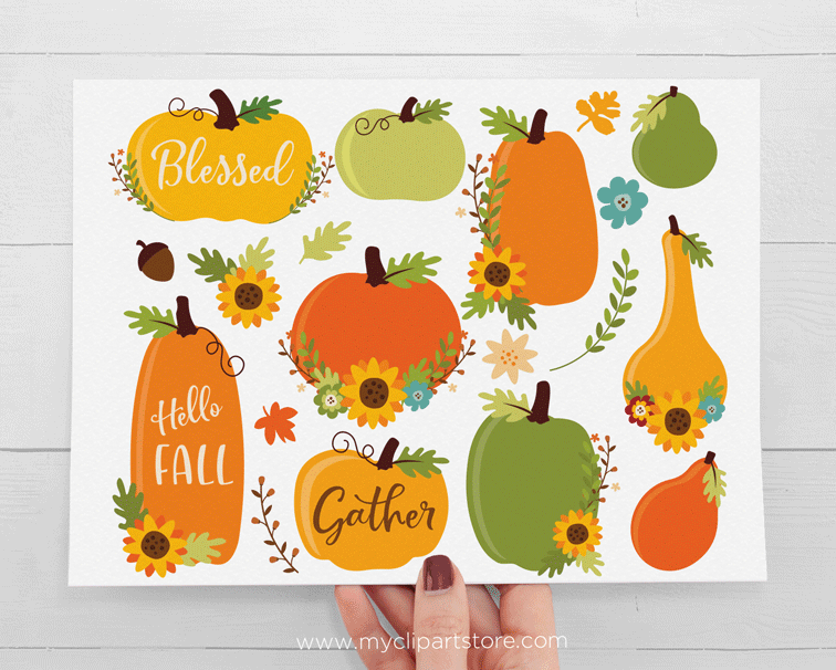 Clipart Fall Cute Pumpkins by Linda Murray on Dribbble