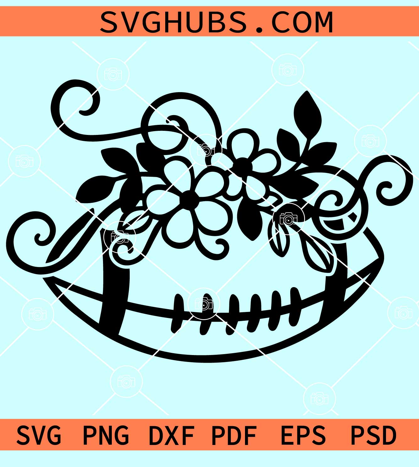 Floral Football SVG Cut File - Elegant Sports Craft Design for Cricut & Silhouette
