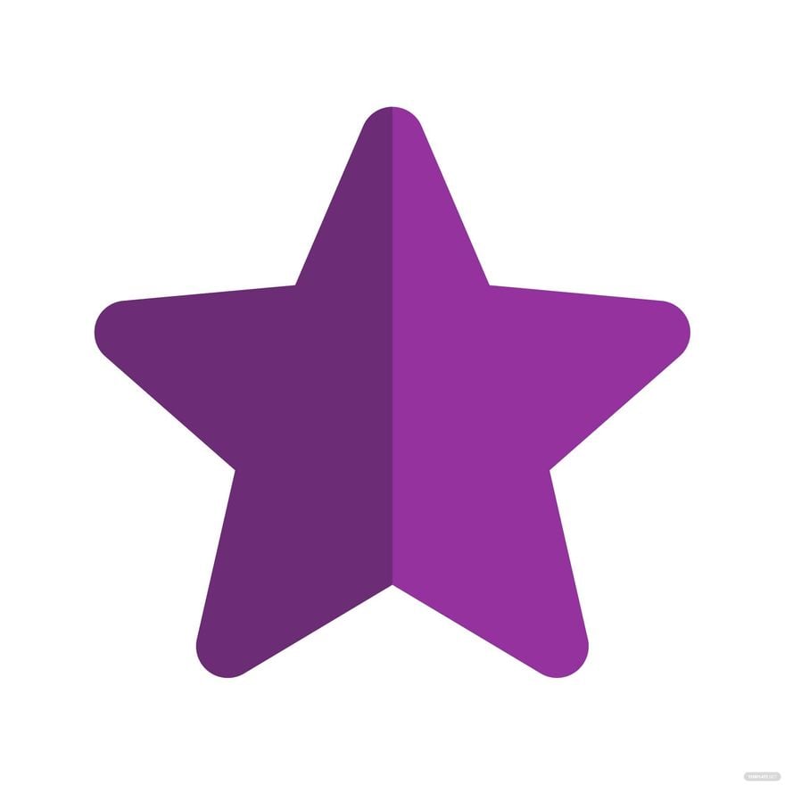 Purple five-pointed star icon with subtle gradient shading, split vertically into darker and lighter tones.