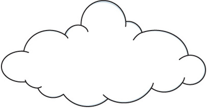 Simple black-and-white line drawing of a fluffy cumulus cloud.