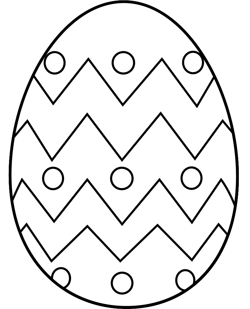 Free Printable Easter Egg Coloring Page - Zigzag Pattern Design