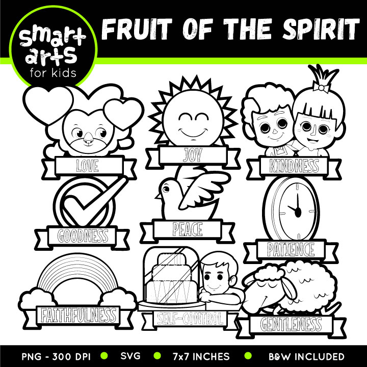 Fruit of the Spirit Clipart for Kids - Printable Bible Activity Sheets