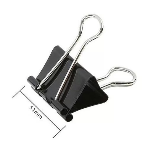 Black metal binder clip with 51mm width, shown against white background with dimension label.