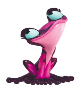 Pink Animated Frog Character - Whimsical 3D Illustration for Digital Media
