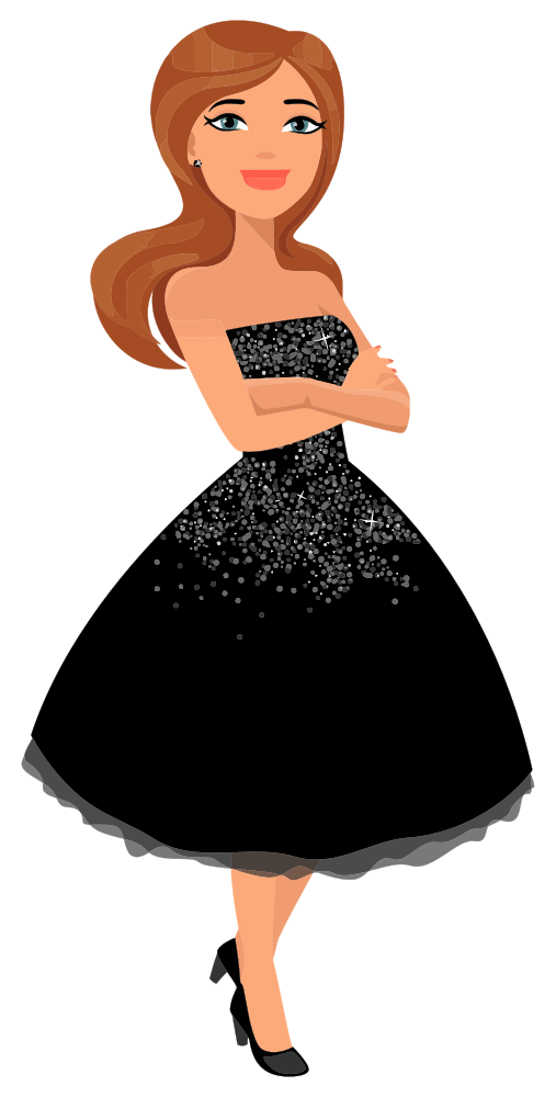Elegant Black Sparkle Dress Illustration - Free Clipart for Fashion & Events