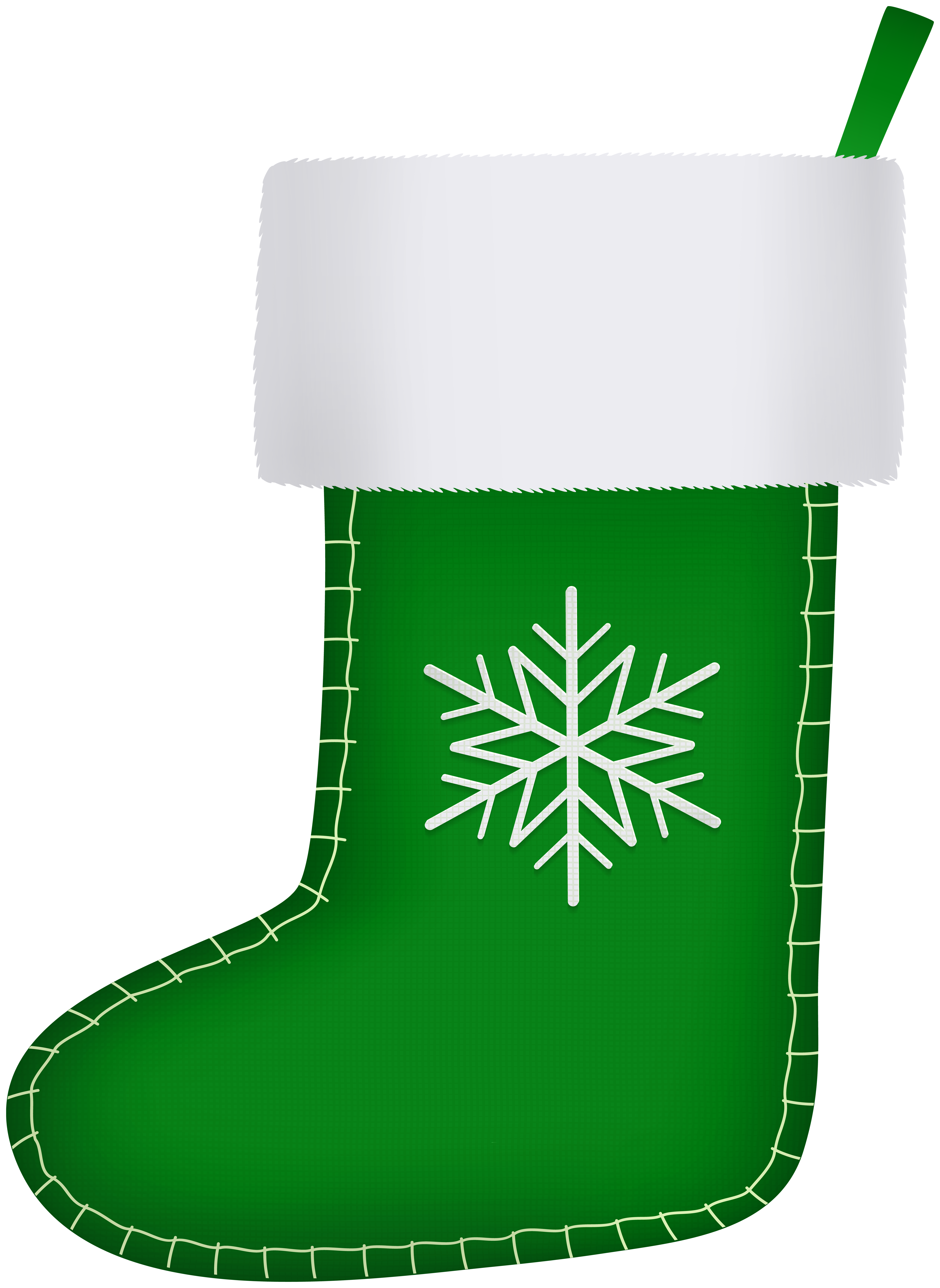 Festive Green Christmas Stocking with Snowflake Embroidery