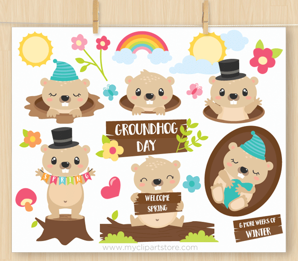 Happy Groundhog Day Funny Groundhog Clipart Gift - Clip Art Library