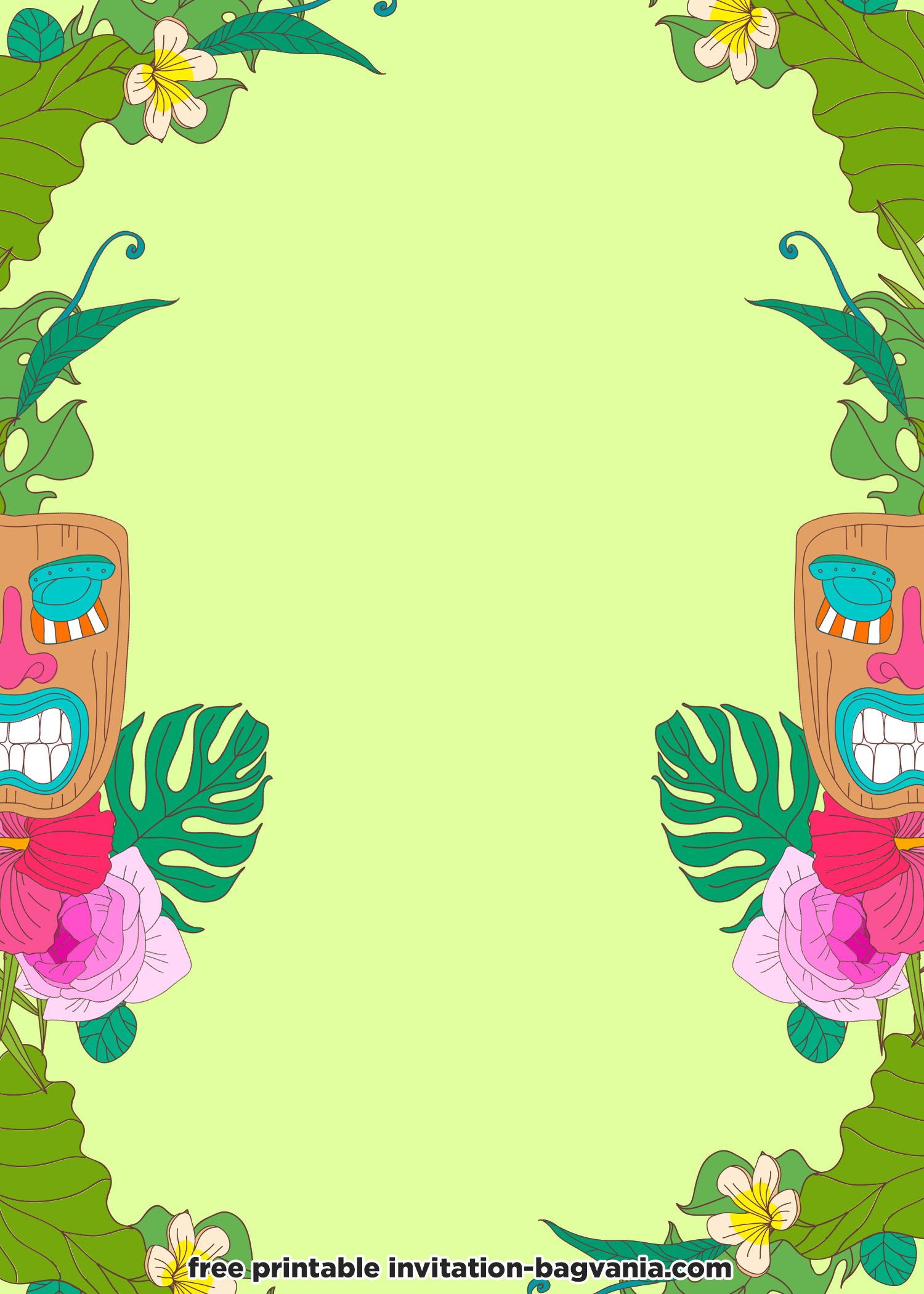 Free Printable Tropical Tiki Party Invitation Template