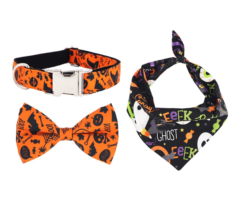Halloween Dog Bow Tie | Ghost Dog Bow Tie | Dog Bow Ties | Orange Dog ...