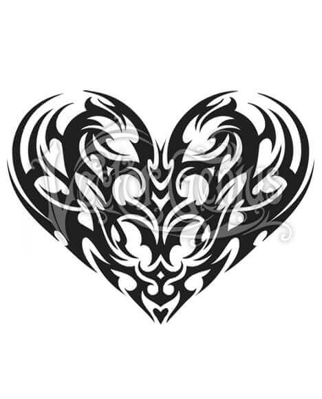 Tribal Heart Tattoo Design - Bold & Symmetrical Vector Art