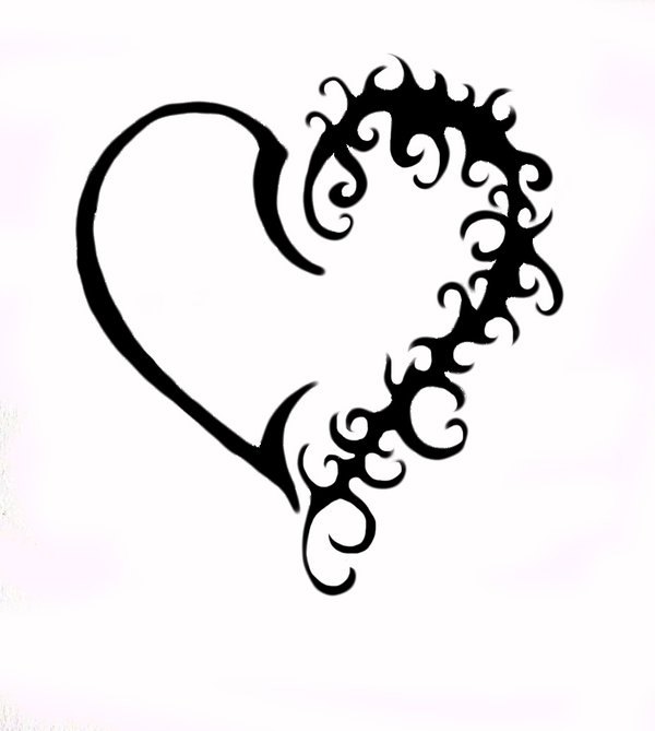 Tribal Heart Tattoo Design - Ornate Flame Swirl Vector Art