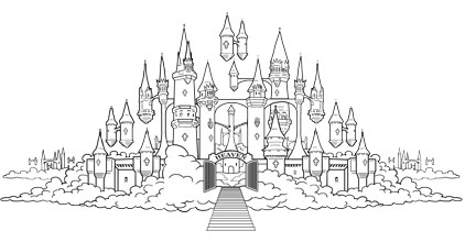 Magical Castle Coloring Page - Free Printable Fantasy Illustration