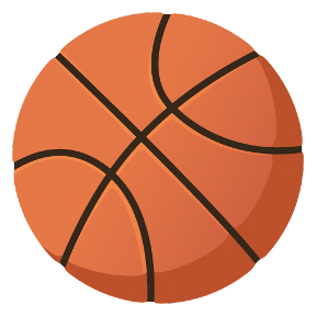 Orange basketball with black seams, stylized vector illustration on white background.