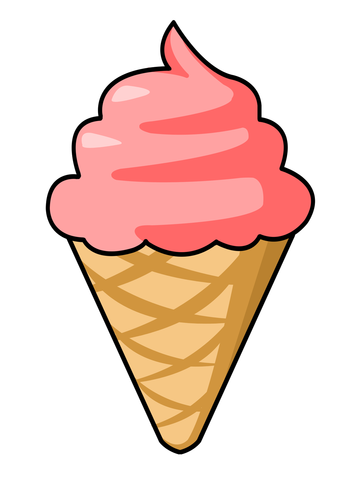 Pink Soft-Serve Ice Cream Cone - Sweet Treat Illustration