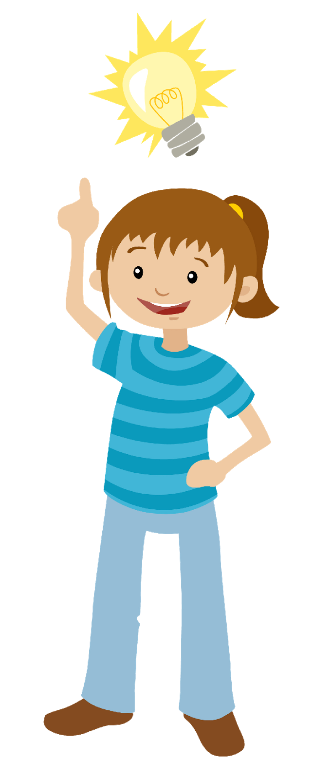Creative Idea Illustration - Girl with Lightbulb Moment