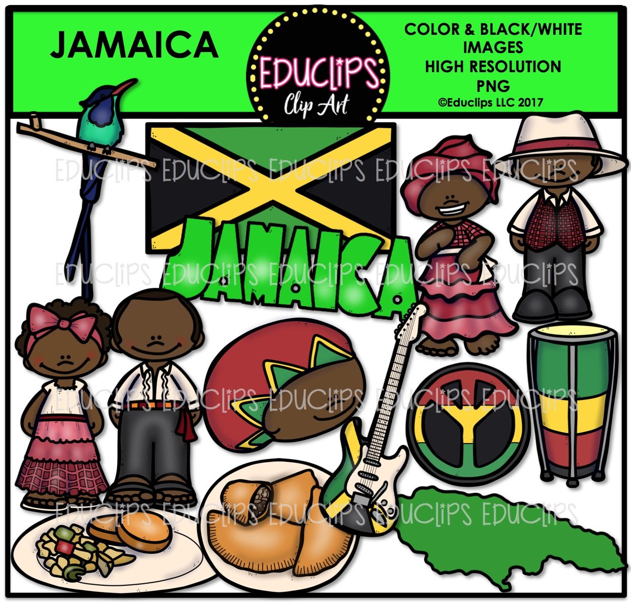 Jamaica Clip Art Bundle - High-Resolution PNGs for Education & Design