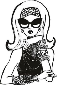 Vintage Glamour Illustration - Stylish Woman in Sunglasses & Accessories