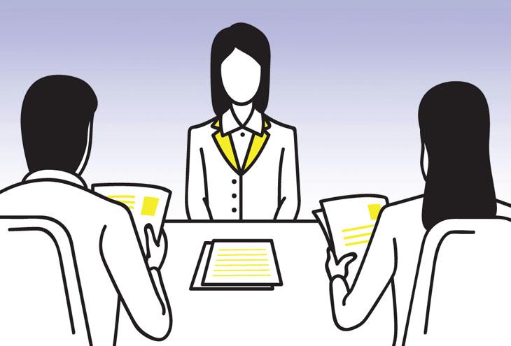 Professional Meeting Illustration - Team Collaboration & Document Review