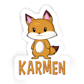 Cute cartoon fox sticker with the name "KARMEN" below it.