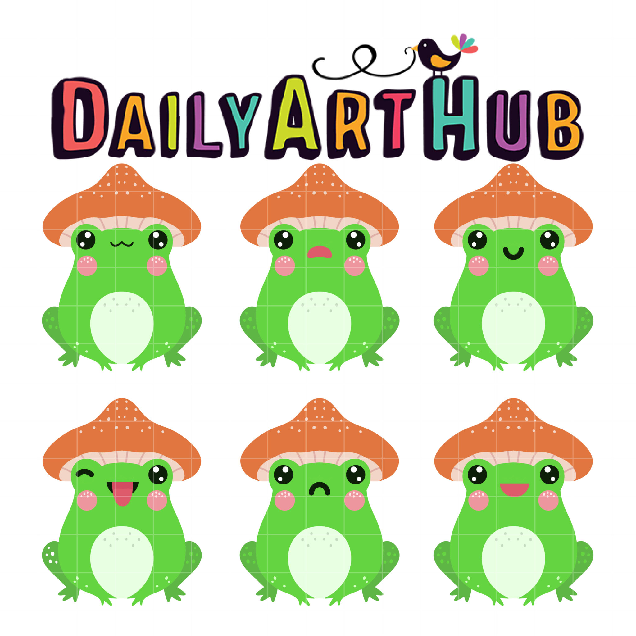 Cute Frog Illustrations with Mushroom Hats | Daily Art Hub