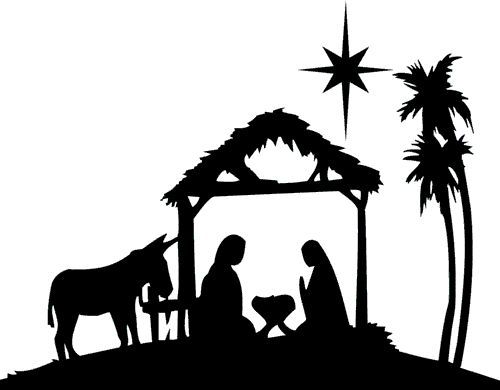 Nativity Scene Silhouette - Christmas Manger Illustration