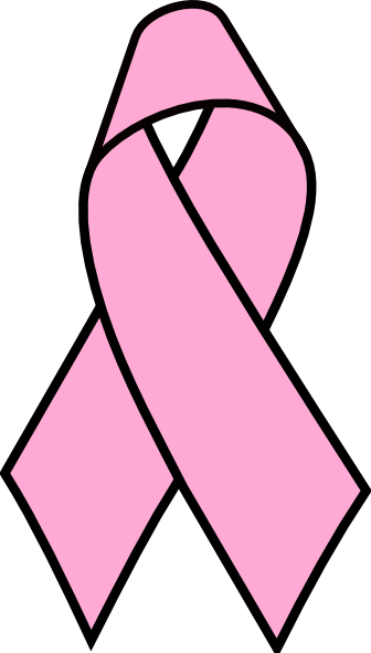 Pink ribbon symbolizing breast cancer awareness and support.