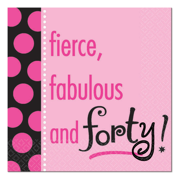 Fierce Fabulous and Forty Birthday Napkins - 40th Celebration Decor