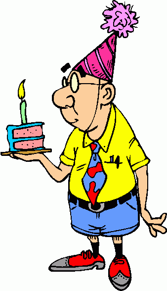 Birthday Cartoon Clipart - Man with Cake and Party Hat